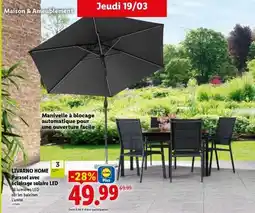 Lidl LIVARNO HOME Parasol avec éclairage solaire LED offre