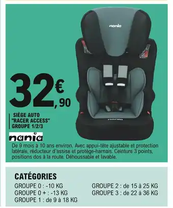 E.Leclerc Siège Auto "Racer Access" Groupe 1/2/3 offre
