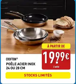 ALDI CROFTON Poêle acier inox 24 ou 28 cm offre
