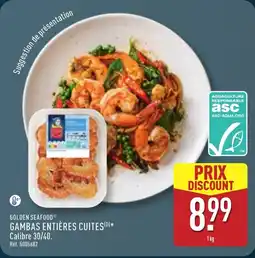 ALDI GOLDEN SEAFOOD Gambas entières cuites offre