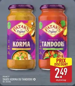 ALDI PATAK'S Sauce korma ou tandoori offre