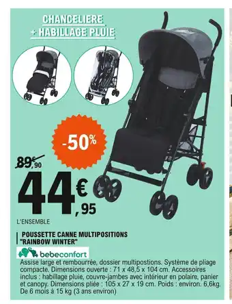 E.Leclerc Pousette Canne Multipositions "Rainbow Winter" offre