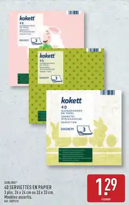 ALDI SUBLIMO 40 serviettes en papier offre
