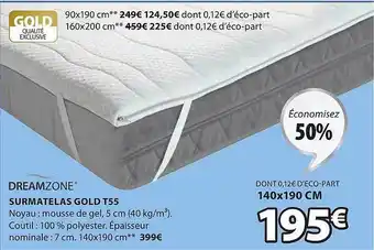 JYSK Surmatelas Gold T55 Dreamzone offre