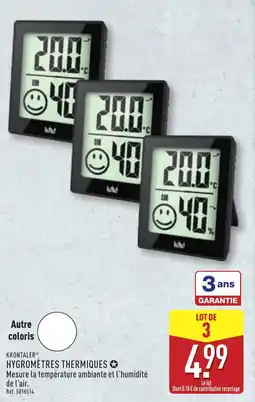 ALDI KRONTALER Hygromètres thermiques offre
