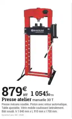 Espace emeraude Presse atelier manuelle 30 T offre