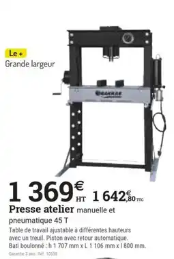 Espace emeraude Presse atelier manuelle et pneumatique 45 T offre
