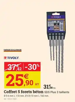 Espace emeraude Coffret 5 forets béton SDS Plus 3 taillants offre