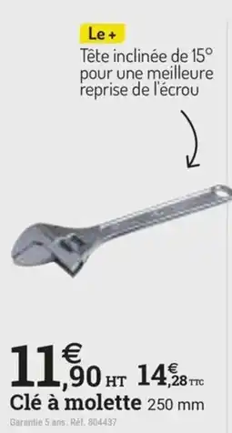 Espace emeraude Clé à molette 250 mm offre