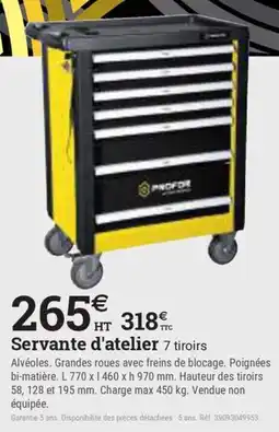 Espace emeraude Servante d'atelier 7 tiroirs offre