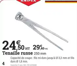 Espace emeraude Tenaille russe 250 mm offre