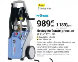 Espace emeraude KRNZLE Nettoyeur haute pression KR 2160 TST + SK offre