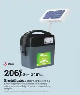 Espace emeraude Électrificateur solaire sur batterie 1 J offre