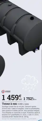 Espace emeraude Tonne à eau noire offre