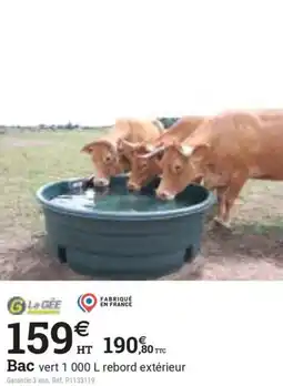 Espace emeraude Bac vert rebord extérieur offre