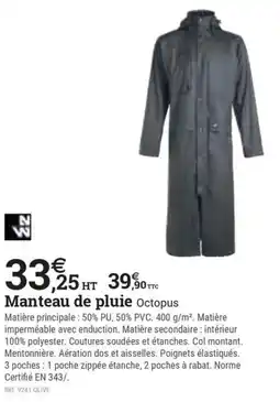Espace emeraude Manteau de pluie Octopus offre