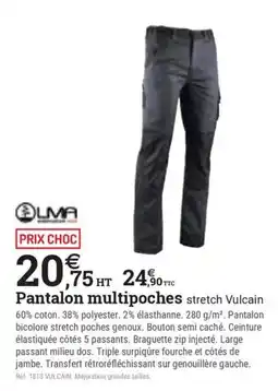 Espace emeraude Pantalon multipoches stretch Vulcain offre