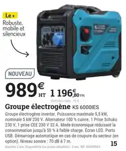 Espace emeraude Groupe électrogène KS 6000IES offre