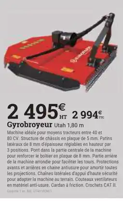 Espace emeraude EUROFARM Gyrobroyeur Utah 1,80 m offre