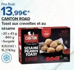 Costco CANTON ROAD Toast aux crevettes et au sésame offre