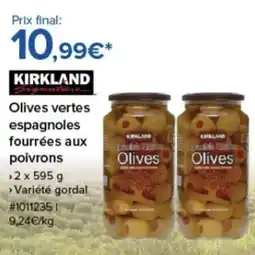 Costco KIRKLAND Olives vertes espagnoles fourrées aux poivrons offre