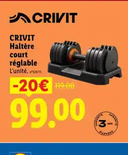 Lidl CRIVIT Haltère court réglable offre