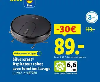 Lidl SILVERCREST Aspirateur robot avec fonction lavage offre