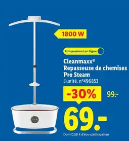 Lidl CLEANMAXX Repasseuse de chemises Pro Steam offre