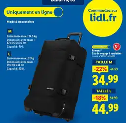 Lidl ESMARA Sac de voyage à roulettes offre