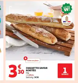 Auchan Supermarché 3 baguettes saveur achetées offre