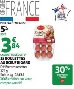 Auchan Supermarché BIGARD 15 boulettes au bœuf offre