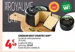Auchan Supermarché Cheddar west country aop offre