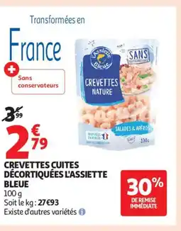 Auchan Supermarché L'ASSIETTE BLEUE Crevettes cuites décortiquées offre