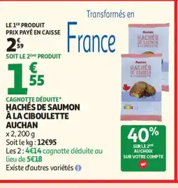 Auchan Supermarché AUCHAN Hachés de saumon à la ciboulette offre