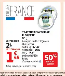 Auchan Supermarché FLORETTE Tzatziki concombre offre