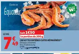 Auchan Supermarché Crevettes entières cuites réfrigérées offre