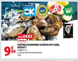 Auchan Supermarché Huîtres marennes oléron igp label rouge offre