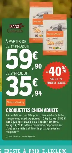 E.Leclerc Jardi NATURE'S VARIETY Croquettes chien adulte offre