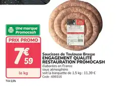 Promocash Saucisses de Toulouse Brasse offre