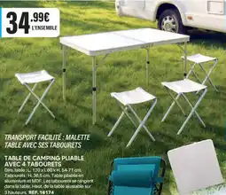Shopix TABLE DE CAMPING PLIABLE AVEC 4 TABOURETS offre