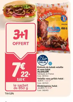 Promocash ALSALOR Émincés de kebab volaille et veau halal offre