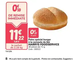Promocash HARRYS FOODSERVICE Pains spécial burger à la semoule de blé offre