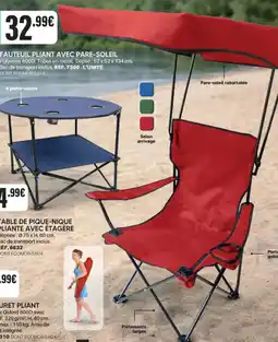 Shopix FAUTEUIL PLIANT AVEC PARE-SOLEIL offre
