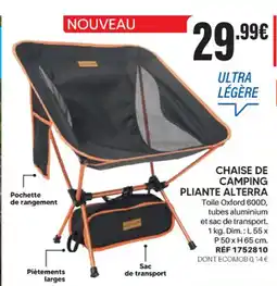 Shopix CHAISE DE CAMPING PLIANTE ALTERRA offre