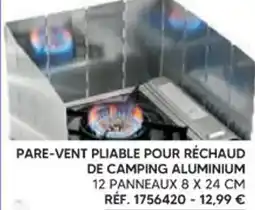 Shopix PARE-VENT PLIABLE POUR RÉCHAUD DE CAMPING ALUMINIUM offre