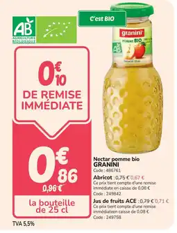 Promocash GRANINI Nectar pomme bio offre