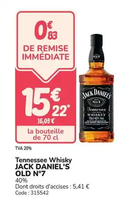 Promocash JACK DANIEL'S OLD N°7 Tennessee Whisky offre