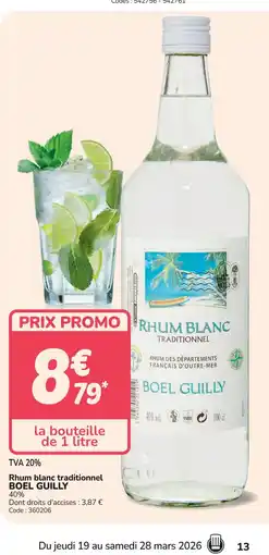 Promocash BOEL GUILLY Rhum blanc traditionnel offre
