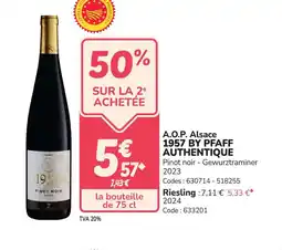 Promocash 1957 BY PFAFF AUTHENTIQUE A.O.P. Alsace offre