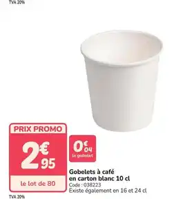Promocash Gobelets à café en carton blanc offre
